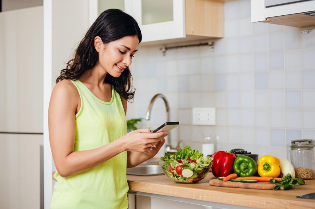 Controle de macronutrientes com café da manhã saudável e análise nutricional